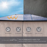 Grand Patio 10'x13' Gazebo Outdoor Hardtop Polycarbonate Gazebo Canopy with Netting and Curtains for Garden, Patio, Backyard Grand patio