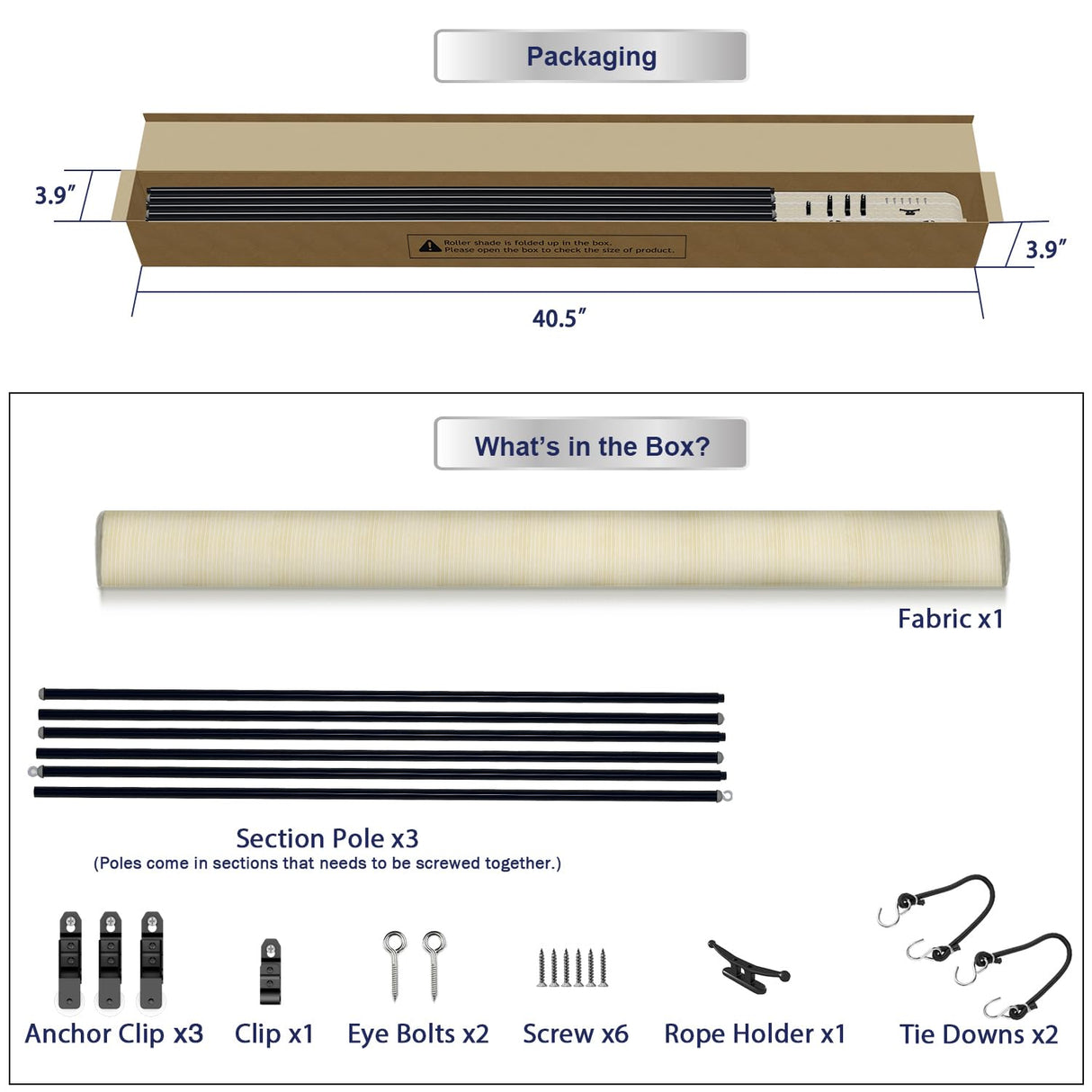 Windscreen4less Outdoor Shade Blinds Patio Roll Up Blackout Shades Exterior Roller Privacy Screen for Pergola Balcony Porch Carport Deck Window, 8' W x 6' L Beige Windscreen4less