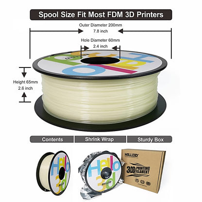 HELLO3D Glow in The Dark PLA Filament, Blue Purple Luminous Filament 1.75mm Strong Glow Effect 3D Printer Filament, 1kg Spool (2.2lbs), Dimensional Accuracy +/- 0.05 mm,Glow Blue Purple - WoodArtSupply