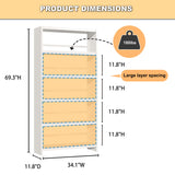 OSEILLC 5-Tier Bookshelf, White Bookshelf with Storage Shelves, Metal Bookshelves, 69" Tall Bookcase for Living Room, Library, Office, Bedroom, Including Book Stopper OSEILLC