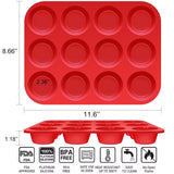 YJWYDM 12 Cups Silicone Muffin Pan, 2 Pack Non-Stick Cupcake Pans Silicone Muffin Tray Baking Pan for Making Muffin Cakes, Cupcake, Bread, Tart, Egg Bites YJWYDM