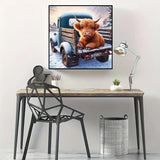 JFYHAB Truck Cow Diamond Painting Kits for Adults DIY 5D Diamond Art Paint with Round Diamonds Full Drill Cow Gem Art Painting Kit for Home Wall Decor Gifts12x12inch JFYHAB