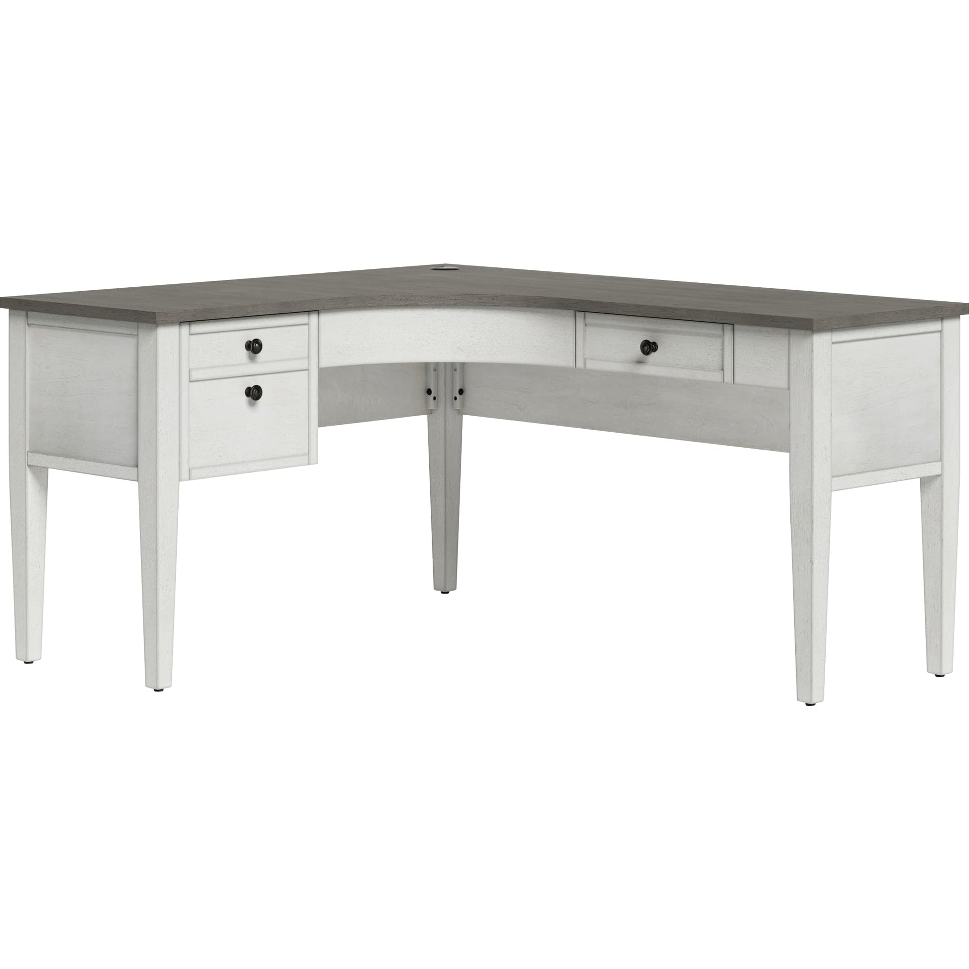 Whalen® Lagron 60" W Wood L-Shaped Corner Desk, Arctic White/Shadow Gray - WoodArtSupply