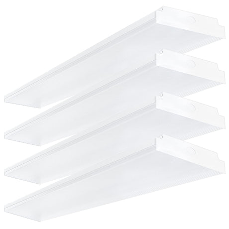 ANTLUX 4FT LED Wraparound 40W Shop Lights for Garage, 4400lm, 4000K, 4 Foot Crystal LED Wrap Light, 48 Inch Integrated Linear Strip Flush Mount Office Workshop Ceiling Lighting Fixture, 4 Pack ANTLUX