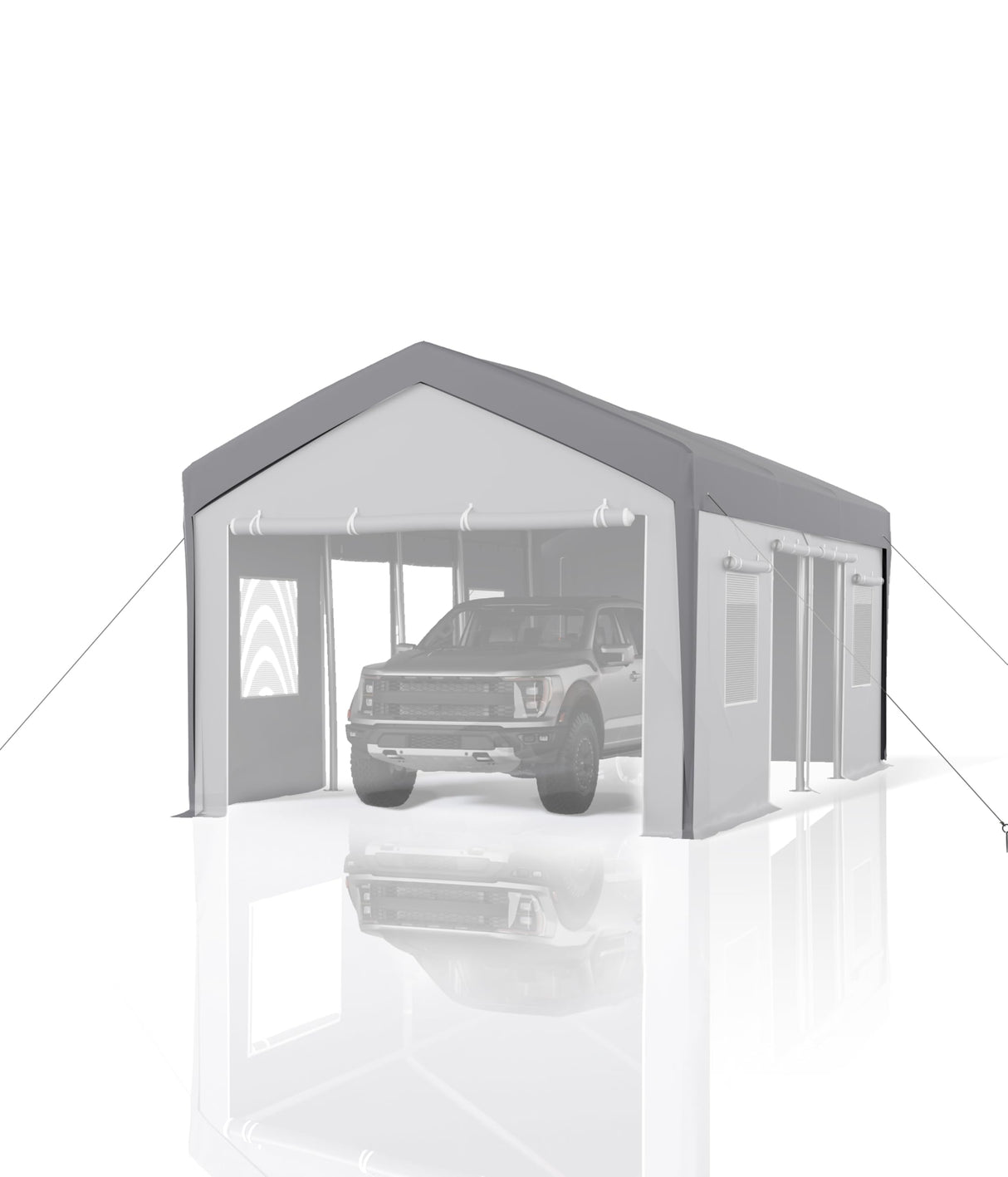 GarveeLife 25'x 13'x 11' Windproof Carport Top Replacement Cover Grey Heavy-Duty Garage Top Tent Shelter Tarp Waterproof & UV Protected (Top Cover ONLY, Frame Not Included) GarveeLife