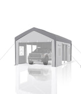 GarveeLife 25'x 13'x 11' Windproof Carport Top Replacement Cover Grey Heavy-Duty Garage Top Tent Shelter Tarp Waterproof & UV Protected (Top Cover ONLY, Frame Not Included) GarveeLife