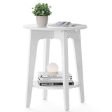 VASAGLE Side Table, Small Round End Table with Lower Shelf, Nightstand for Small Spaces, Living Room, Bedroom, White ULET283T14 VASAGLE