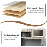 Modern L-Shaped Reception Desk with Hutch, Office Reception Counter Table with Lockable Drawer and Door Cabinet, Wooden Computer Front Desk (Walnut+lron Gray-Right Cabinet, 62.99"L*23.62"W*41.34"H) Nuipesn