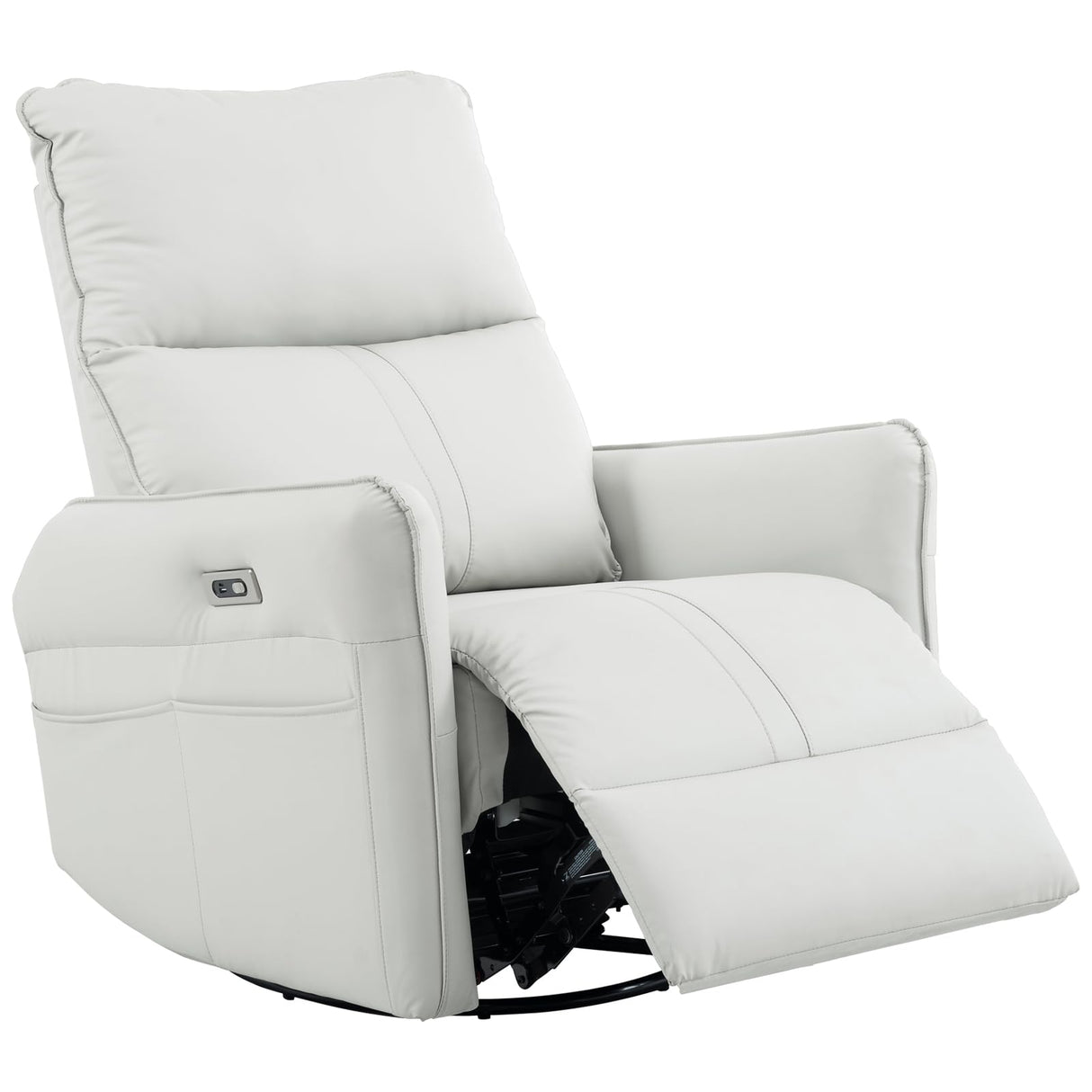 QKFF Power Swivel Rocker Recliner Chair for Nursery, Upholstered 270° Swivel Glider Rocker Chair with USB Ports, Small Power Recliners for Small Spaces Living Room (Light Grey) QKFF