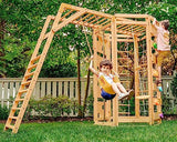 Avenlur Hawthorn 9-in-1 Outdoor Activity Center | Swing, Rock Wall, Monkey Bars | Ages 3-11 | Pine Wood Construction | Climbing Rope, Net Wall | Strength, Coordination, and Imagination-Boosting Fun Avenlur
