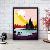 LWZAYS Paint by Number for Adults,Landscape Lake Mountain Paint by Numbers,Without Frame DIY Oil Painting Acrylic Paints for Wall Art（6 Pack 8X12 Inch LWZAYS