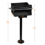 Stanbroil Outdoor Charcoal Barbecue Grill, Heavy Duty Steel Park Style Charcoal Grill with Stainless Steel Cooking Grate and Above/In Ground Base Post for Camping and Backyard Stanbroil