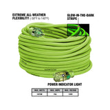 Flexzilla Pro Extension Cord, 12/3 AWG SJTW, 100 ft., Lighted Plug, Indoor/Outdoor, ZillaGreen - FZ512835 Flexzilla