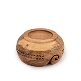 SAMHITA Acacia Wood Yarn Bowl Holder |Hand Carved Yarn Bowls for DIY Knitting Crocheting Accessories (7" x 7" x 4") Samhita