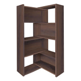 AKFJOSGE Expandable 3-in-1 Convertible Bookcase with Adjustable Width, Corner & Straight Shelf Design, 4-Tier Modern Storage Organizer, Space-Saving Wooden Bookshelf for Living Room, Bedroom AKFJOSGE