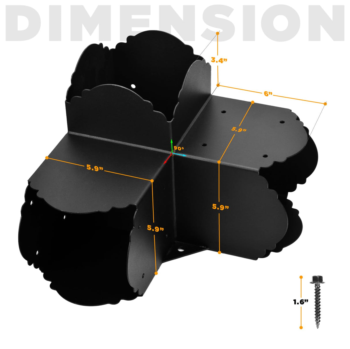 Pergola Bracket, 3-Way Pergola Right Angle Bracket, Raised Wood Bracket for 6"x6" (Inner Dimensions: 5.5"x5.5") Wooden Beam, Pergola, Garden, Gazebo,... TPHUC