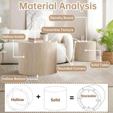 Round Nesting Coffee Table Set of 2 Modern Small Round Coffee Table Travertine Side Table Small Round End Table Circular Coffee Table Circle Nested Coffee Table for Living Room (Travertine) YYZIWYUN