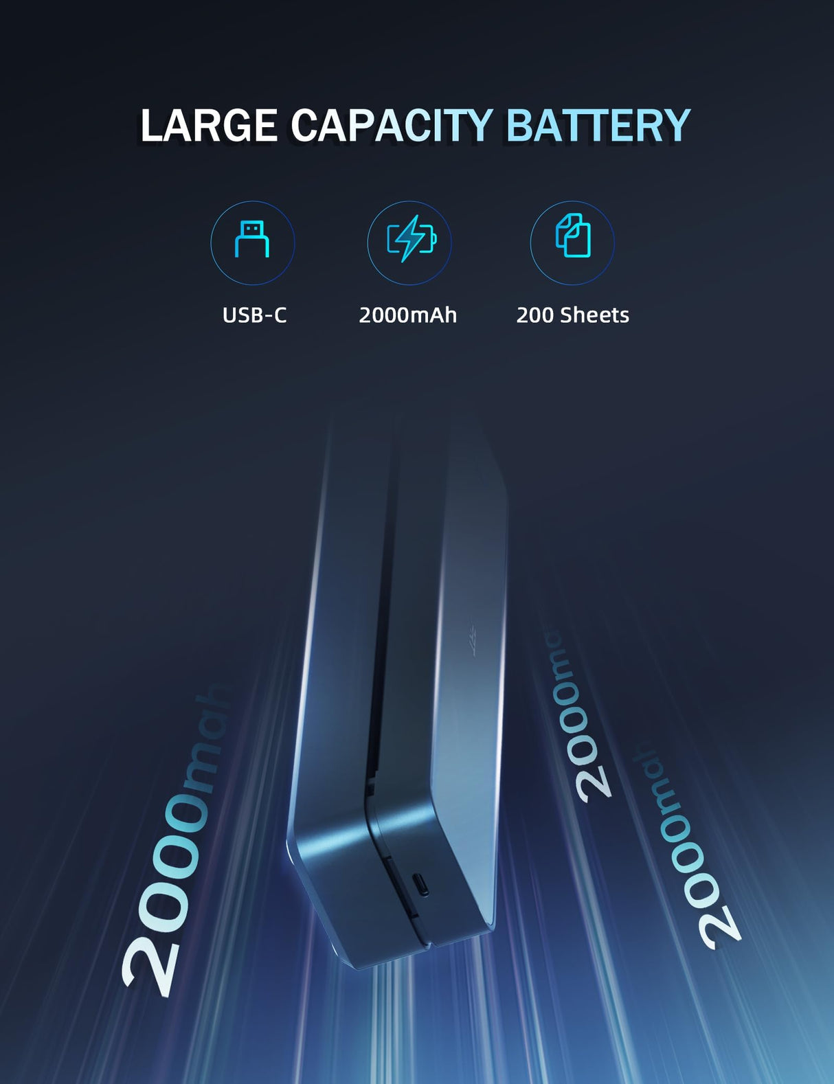 PRT Portable Printer Wireless for Travel, Small Compact Inkless Thermal Printer for Home Use, Office & Vehicles, Bluetooth Printer Supports 8.5" X 11" US Letter A4 A5, for iPhone, Android & Laptop PRT