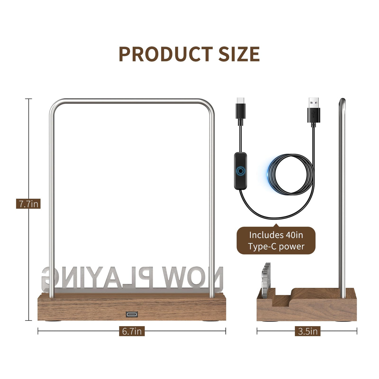 KORRTFID Now Playing Vinyl Record Stand, Vinyl Record Holder, Light Up Vinyl Record Display Stand, Vinyl Record Holder for Albums, Warm White Light with Fingerprint-Proof Acrylic Letters KORRTFID