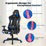 Goplus Gaming Chair, Massage Office Chair Computer Gaming Racing Chair, High Back PU Leather Adjustable Arms Headrest Ergonomic Reclining Game Chair, Rolling Swivel Executive Chair Goplus