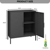 Steehoom Metal Storage Cabinet with Adjustable Shelves, Steel Buffet Sideboard for Entryway, Living Room, Dining Room, Kitchen, Office, Bar (Black) Steehoom