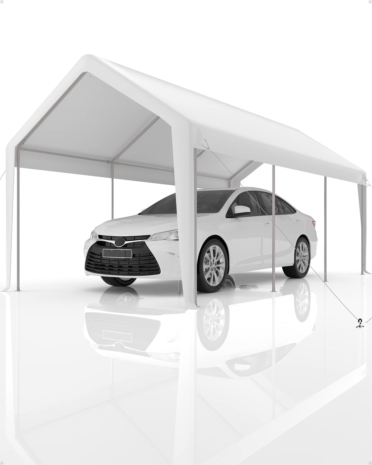 GarveeLife 20'x 13'x 11' Windproof Carport Top Replacement Cover Heavy-Duty Garage Top Tent Shelter Tarp Waterproof & UV Protected (Top Cover ONLY, Frame Not Included) White GarveeLife