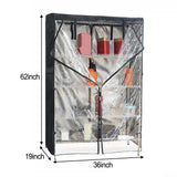 Heavy Duty 210D Oxford Wire Shelf Cover With Panel, Waterproof Dustproof Storage Rack Protector With Dual T-Shaped Zippers And Fixed Straps For Garage Basement Warehouse Kitchen(36x19X62inch) Generic