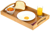 Serving tray bamboo - wooden tray with handles - Great for dinner trays, tea tray, bar tray, breakfast Tray, or any food tray - good for parties or bed tray HOME IT