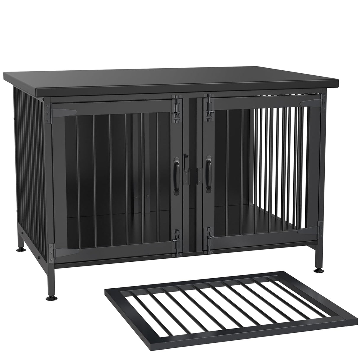 GDLF Double Dog Crate with Divider for 2 Small Dogs or 1 Dog, Furniture Style Kennel Indoor Cage with Removable Panel (Int.dims:36.2”Wx24.5”Dx21”H), Black GDLF