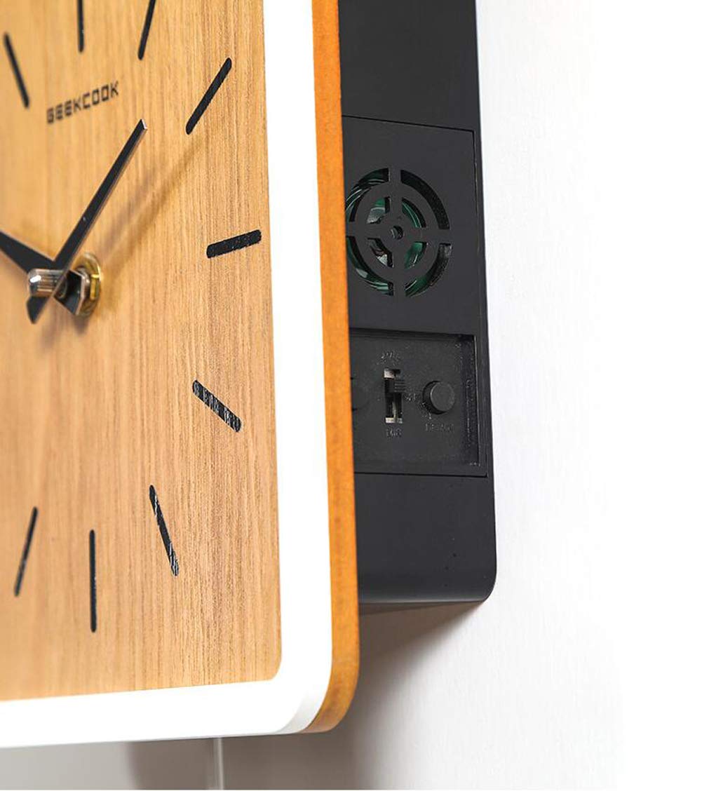 SHISEDECO Modern Cucu Wall Clock with Pendulum and Striking Small Cute Bird, Natural Cuckoo Call, Simple Fashion Wood Creative Unique Home Decoration for Living Room, Kitchen, Office (White) SHISEDECO