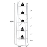 Hoctieon 5-Tier Industrial Ladder Bookshelf, Narrow Ladder Shelf, Tall Standing Bookshelf, Skinny Open Ladder Shelf, for Living Room, Home Office, Kitchen, Bedroom, Metal Frame, White Hoctieon