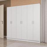 Madesa Wardrobe Armoire Closet Pantry Storage Cabinet with 6 Doors and 15 Utility Shelves 71" L Wooden Organization Unit for Bedroom, Office, Laundry Room, Kitchen, and Garage - White Madesa