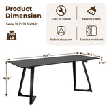 DELAVIN 70.8 Inch Large Solid Wood Dinner Table for 6-8 People, Modern Oak Kitchen Table with Natural Wood Grain, Luxury Rectangular Dining Table for Family, Office, Party, Easy Assembly, Black DELAVIN