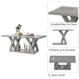FROMJBEST Farmhouse Coffee Table with Shelf, Wood Coffee Table for Living Room, Open Display Area,47” Grey FROMJBEST