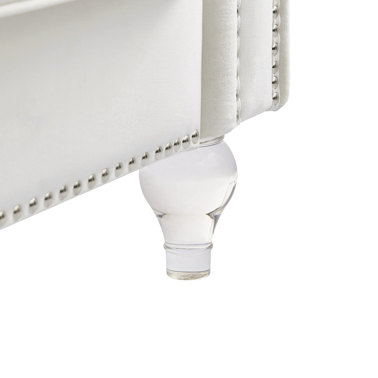 FYLCOUAMㅤ 59" Velvet Loveseat with Crystal Buttons Tufted Sofa, Trimmed Nailhead and Heavy-Duty Lucite Legs Loveseat Couch | Hollywood Regency Couch for Living Room, Bedroom FYLCOUAMㅤ