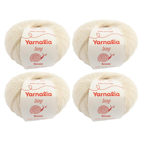 Joy Yarn Lace Weight 4-Pack, 25g/219yd - 100% Baby Alpaca | Ultra-Soft Yarn Spun for Knitting & Crocheting Beautiful Stitch Definition for Sweaters, Blankets & Accessories | Snow Yarnalia