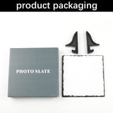 5 Pack Sublimation Slate Blanks Custom Stone Slate Picture Frame Heat Transfer Rock Photo Plaque 6x6 Inch with Display Stand Decoration for Desktop Souvenir DIY Personalized Gift ORJ