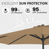 wikiwiki 7.5 FT Patio Umbrellas Outdoor Table Market Umbrella with Push Button Tilt/Crank, 6 Sturdy Ribs, Fade Resistant Waterproof POLYESTER DTY Canopy for Garden, Lawn, Deck, Backyard & Pool, Tan wikiwiki