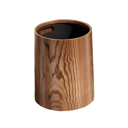 ＫＬＫＣＭＳ Wood Grain Trash Can Garbage Bin Large Capacity Fashion Waste Basket Toilet Paper Basket for Bedroom Bathroom Laundry Kitchen, 12L - WoodArtSupply