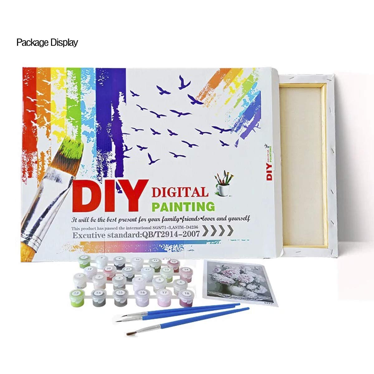 Paint by Numbers for Adults & Kids Kits Easy for Beginner Wooden Framed on Canvas Flowers Acrylic Paint Painting DIY Art Crafts with Paints and Brushes Green Plant ArtBud