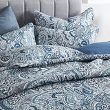 Autumn Dream Cotton Bedspread Quilt Sets, 3 Pieces Reversible Comforter Coverlet Sets,Blue Floral Paisley Bedspread,King Size Autumn Dream