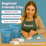 Pottery Kit for Beginners 2.2Lbs Air Dry Clay for Adults with Sculpting Tools, Paint, Glaze, Air-Dry Modeling Clay Molding, Sculpt & Painting Set, Hobby Date Night DIY Art Craft Kits -Standard (White) BeadHub