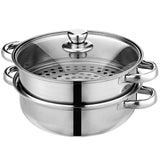 Steamer Pot for Cooking 11 inch Stainless Steel, 2-tier Multipurpose 18/8 Stainless Steel Steam Pot Cookware with Lid for Vegetable, Dumpling, Stock, Sauce, Food LCPUD