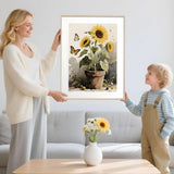 Rustic Style Diamond Art Painting Kits for Adults - Sunflowers Full RoundDrill Diamond Dots Paintings for Beginners, 5D Paint by Numbers Gem Art Painting Kits DIY Crafts Kits 12x16 Inch Asddage