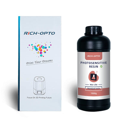 RICH-OPTO 3D Printer Resin 1000g Red Wax-Like UV-Curing 405nm Rapid High Precision Quick Curing Standard Photopolymer Resolution Low Odor for LCD 3D Printing Liquid