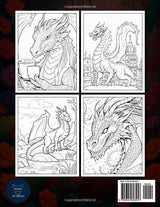 Majestic Dragons: Dragon Coloring Book for Adults & Kids - 50 Mystical Designs - Stress Relief, Relaxation, and Fantasy Adventure WoodArtSupply