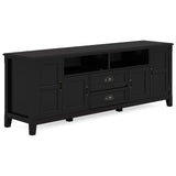 SIMPLIHOME Burlington SOLID WOOD 72 Inch Wide Transitional TV Media Stand in Black for TVs up to 80 Inches, For the Living Room and Entertainment Center SIMPLIHOME