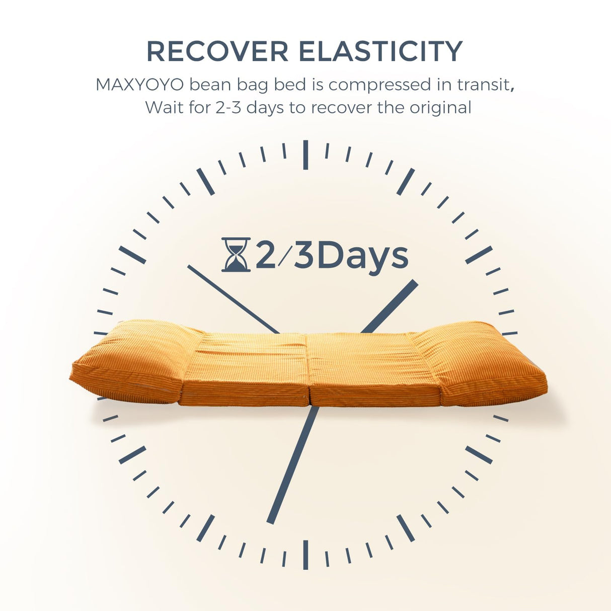 MAXYOYO Bean Bag Bed Folding Sofa Bed Floor Mattress for Adults, Extra Thick and Long Floor Sofa with Corded Washable Cover, Orange, 30x95 Inch MAXYOYO