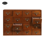 4 PCS Storage Cabinet, 64-Drawer Wooden Rectangle Storage Box With Label Holder And Handle, Traditional Apothecary Curio Cabinet,Storage Organizer For Pharmacy, Office, Porch, Living Room, Etc (Brown) WBGANG