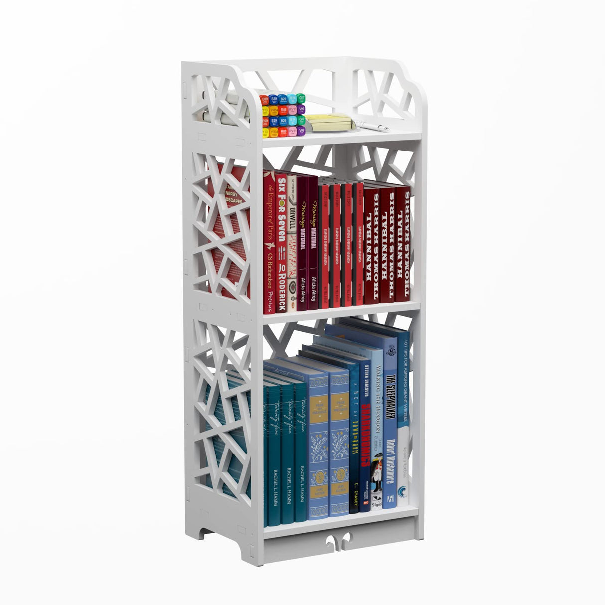 3 Tier Bookshelf, Small Bookcase for Small Spaces, Narrow Thin Book Shelf for Bedroom, 3 Shelf Bookcase for Kids Room and Living Room Rerii